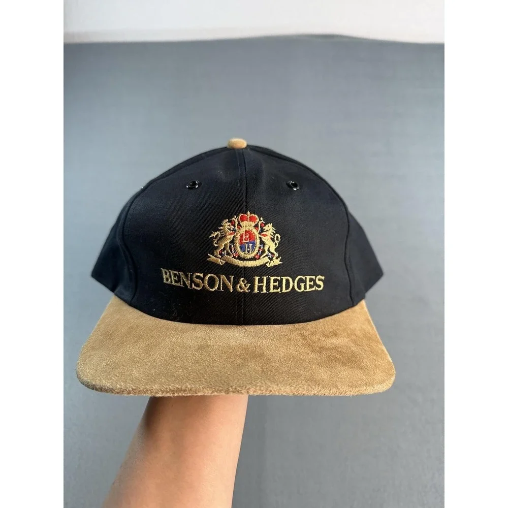 Vintage Benson & Hedges Hat Cap Snap Back Mens One Size Black Leather Brim Logo